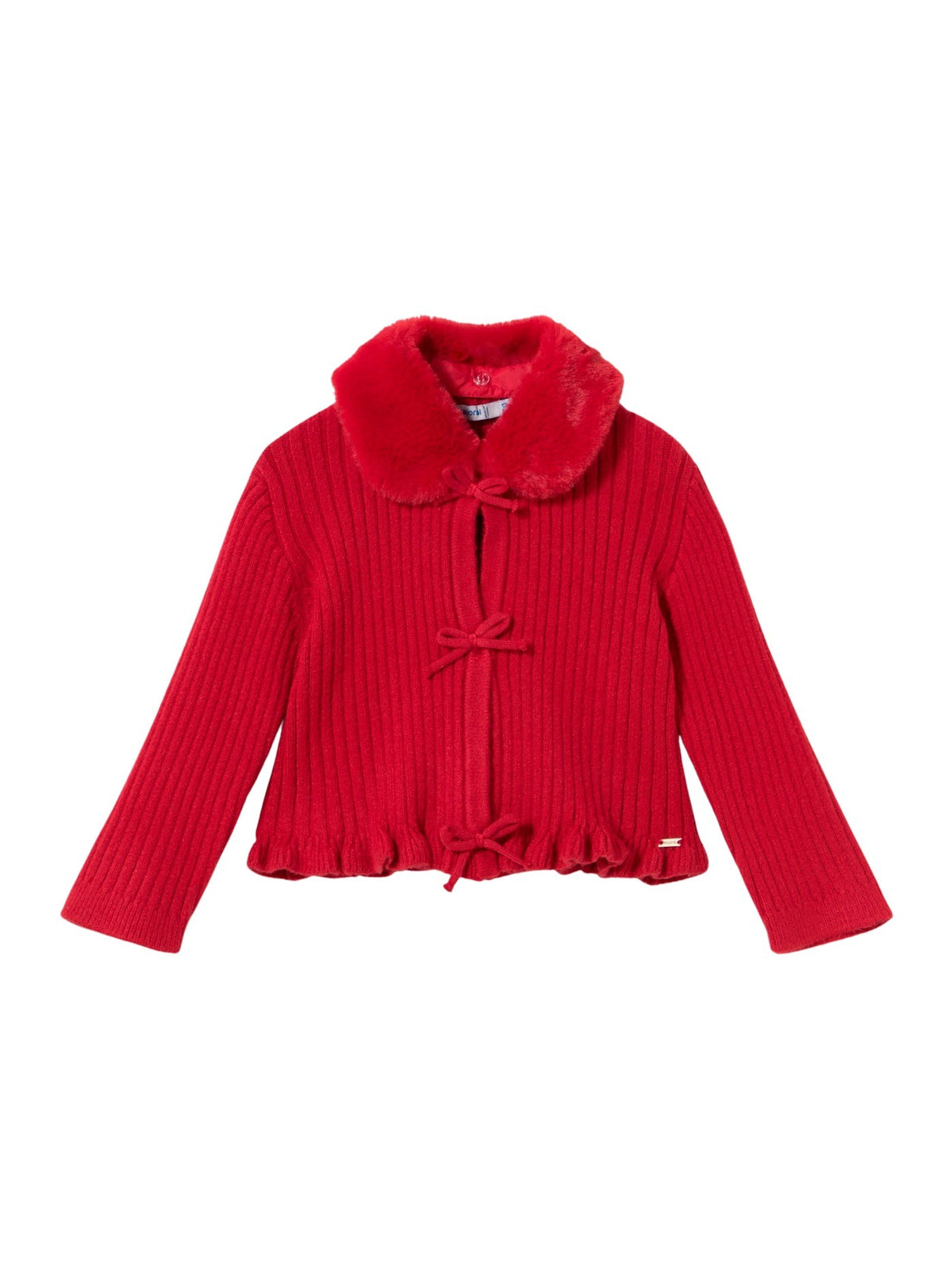 Casaco tricô gola pelo Vermelho (Vermelho)  para Bebé Menina - Mayoral