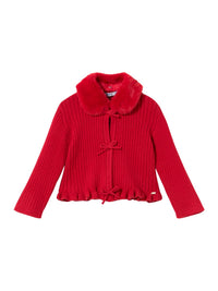 Casaco tricô gola pelo Vermelho (Vermelho)  para Bebé Menina - Mayoral