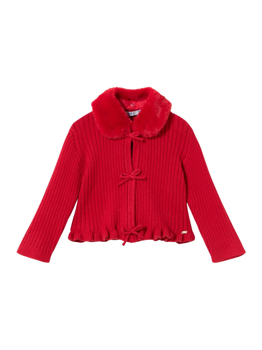 Casaco tricô gola pelo Vermelho (Vermelho)  para Bebé Menina - Mayoral