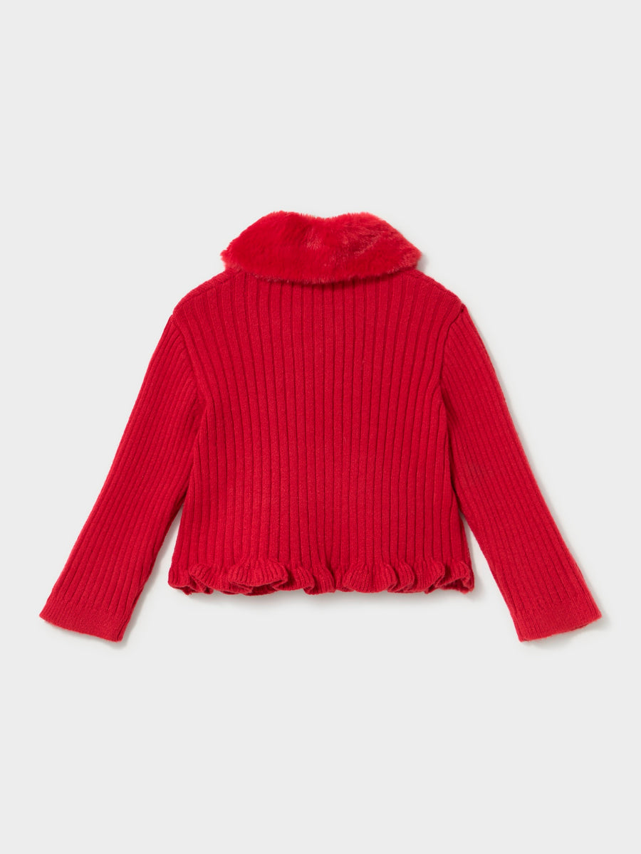 Casaco tricô gola pelo Vermelho (Vermelho)  para Bebé Menina - Mayoral