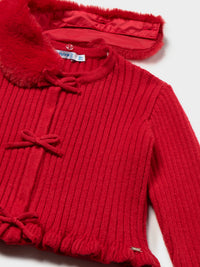 Casaco tricô gola pelo Vermelho (Vermelho)  para Bebé Menina - Mayoral