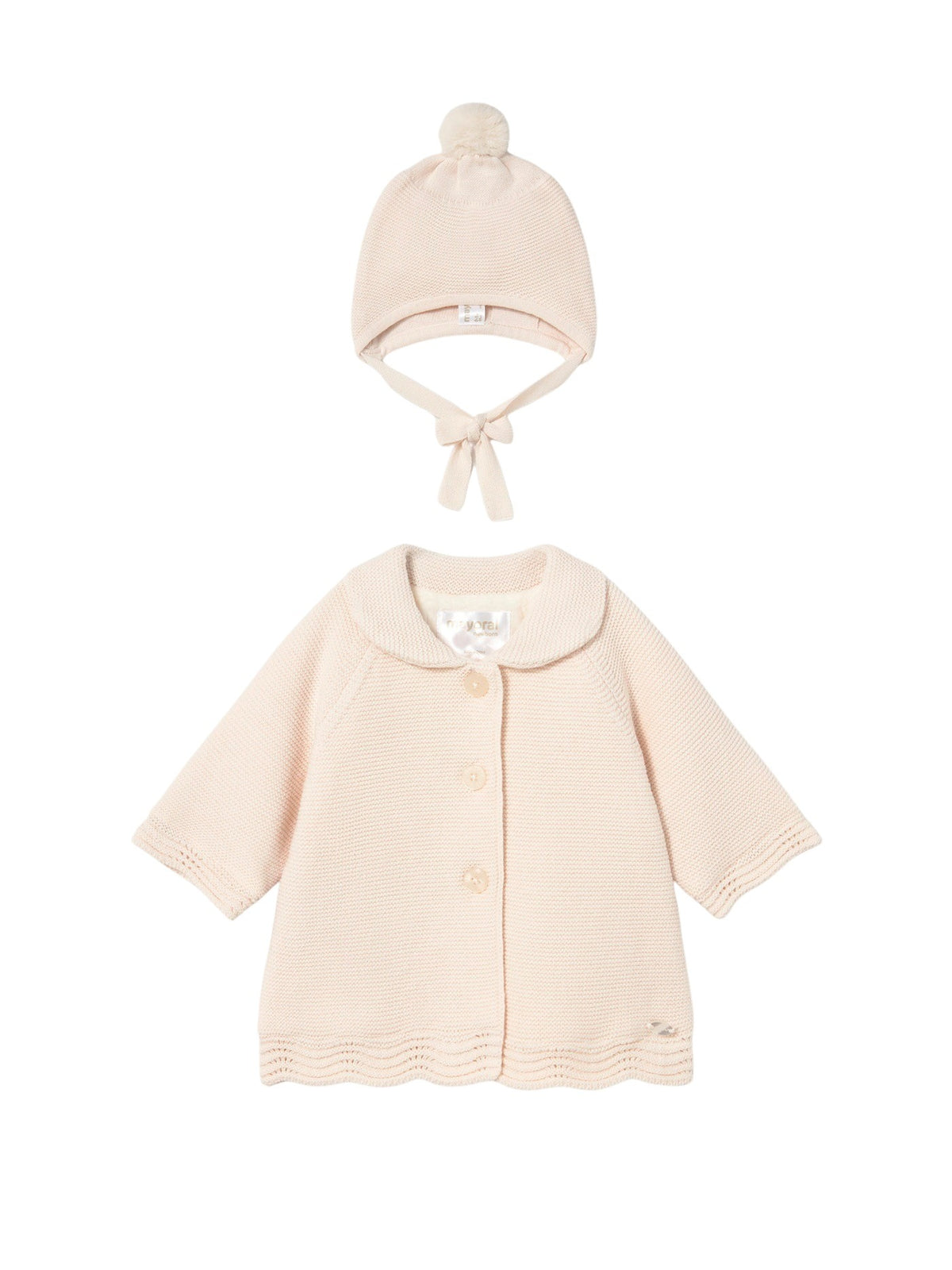 Casaco tricô com gorro Cerámica (Creme / Pérola)  para Bebé Menina - Mayoral