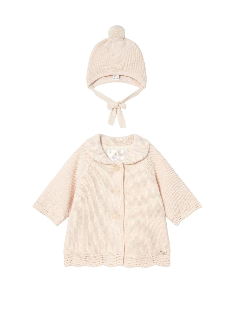Casaco tricô com gorro Cerámica (Creme / Pérola)  para Bebé Menina - Mayoral