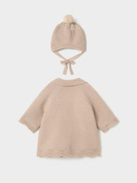 Casaco tricô com gorro Moca vig (Castanho Claro)  para Bebé Menina - Mayoral