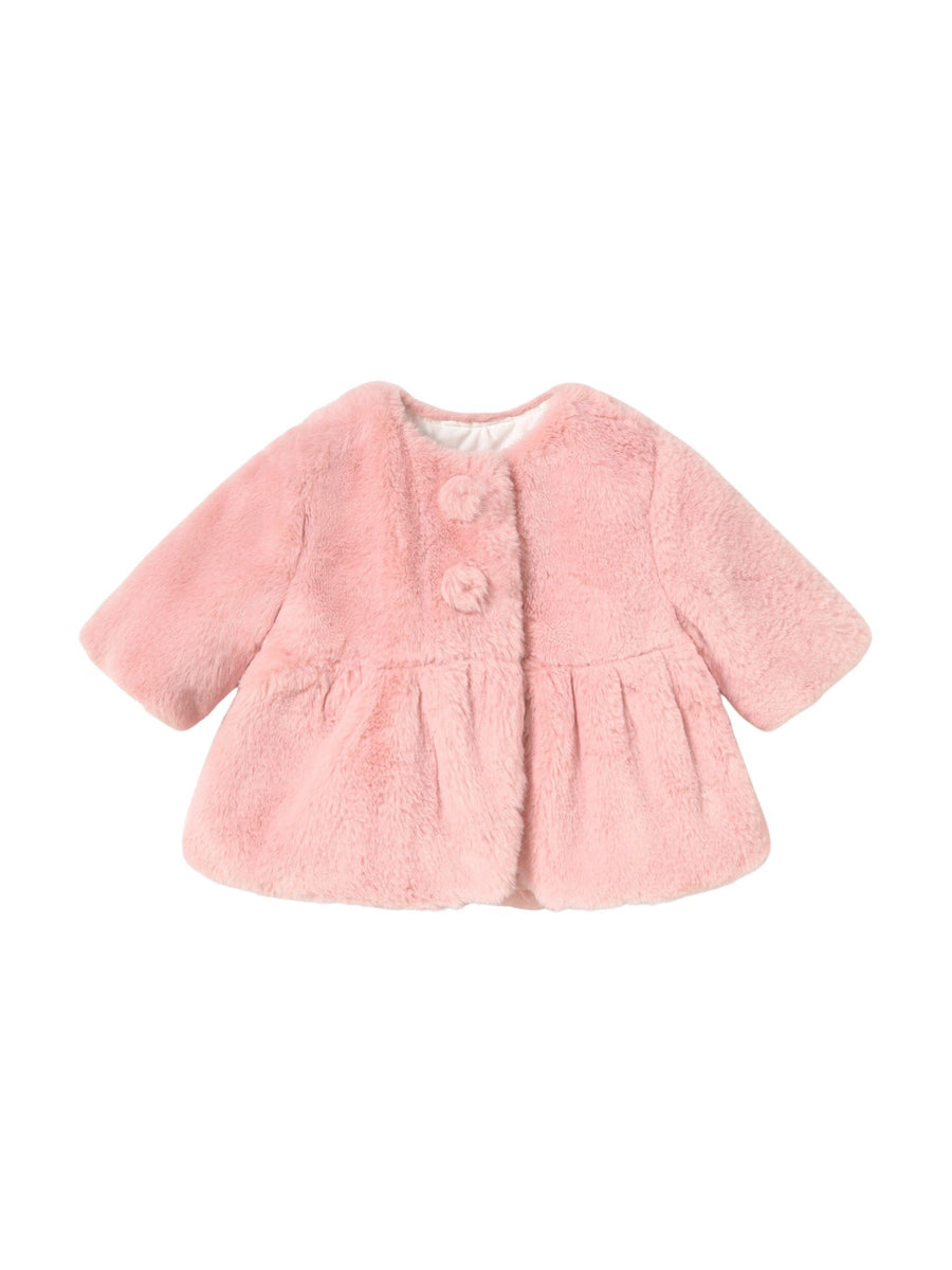 Casaco comprido de pelo Rosa baby (Rosa Bébé)  para Bebé Menina - Mayoral