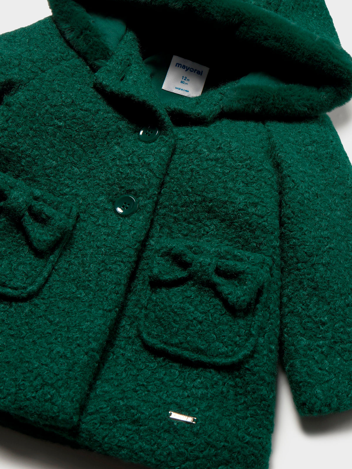 Casaco com capuz Nenufar (Verde Escuro)  para Bebé Menina - Mayoral