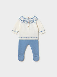 Conj.polaina tricot Verde Azul (Celeste)  para Bebé Menino - Mayoral