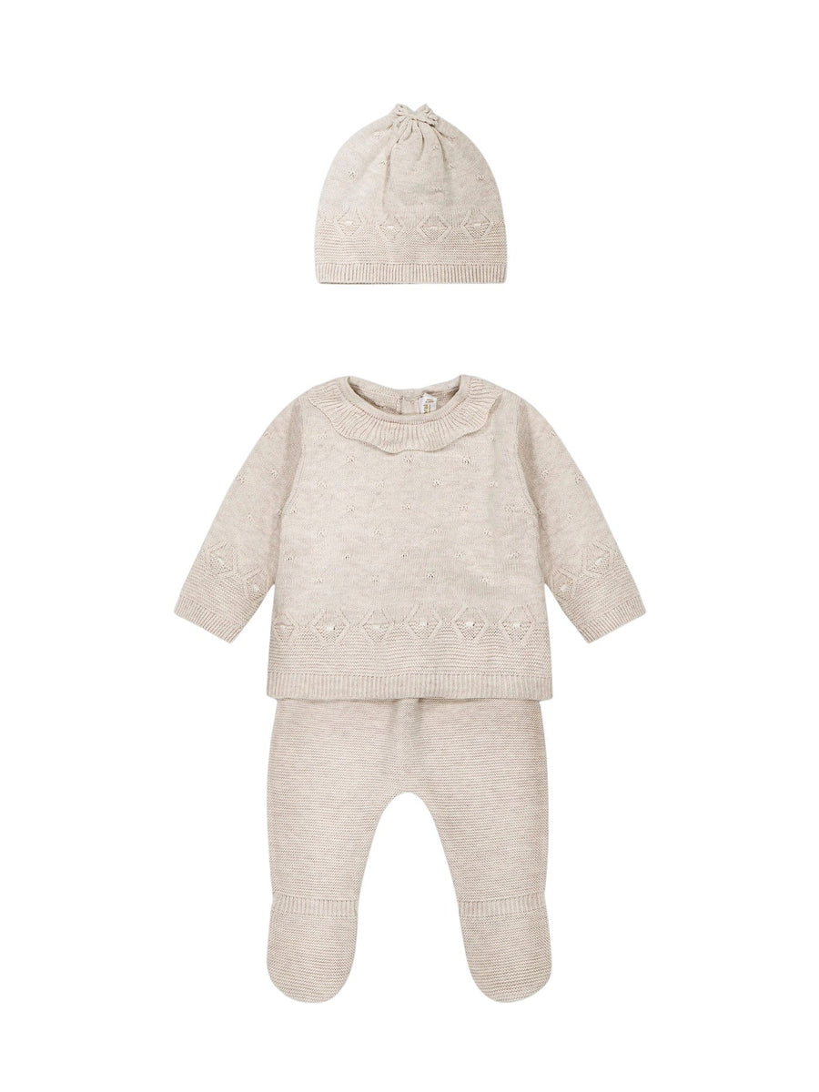 Conj. de bébé c/ gorro Milk vig (Bege)  para Bebé Menina - Mayoral