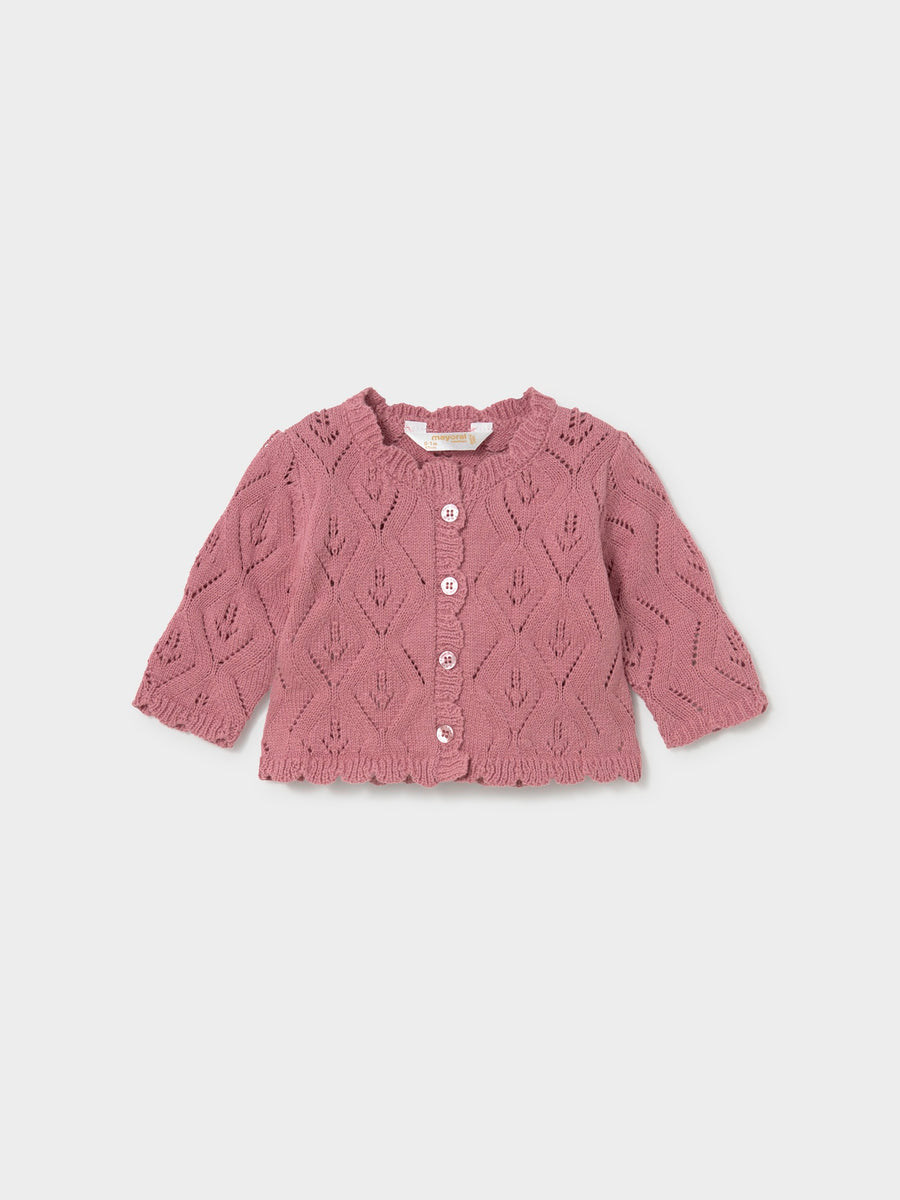 Conj. 3 peças tricô Lírio (Rosa Velho)  para Bebé Menina - Mayoral