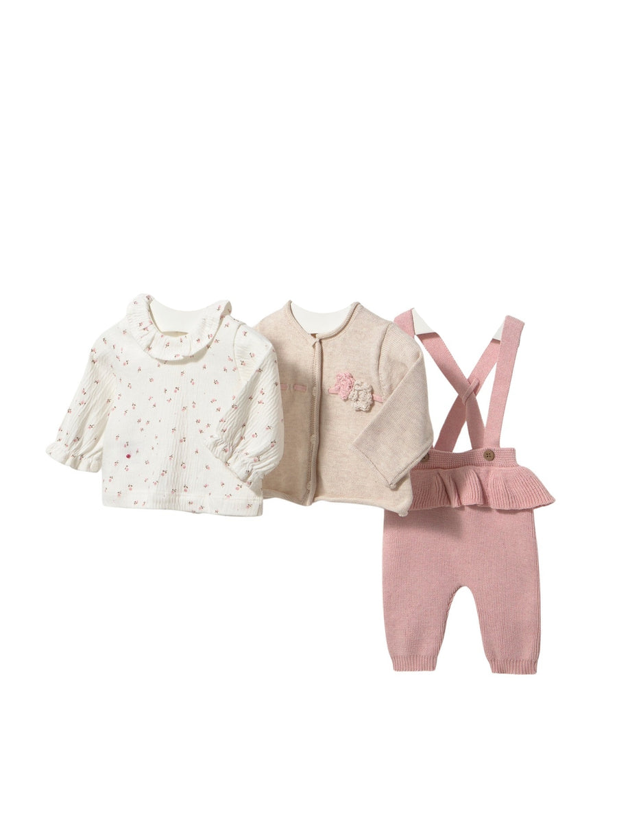 Conj. 3 peças tricô Rosa b vig (Rosa Bébé)  para Bebé Menina - Mayoral