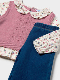 Conj. calça chaleco unido Violeta me (Violeta)  para Bebé Menina - Mayoral