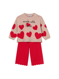 Conj. calça tricô Vermelho (Vermelho)  para Bebé Menina - Mayoral