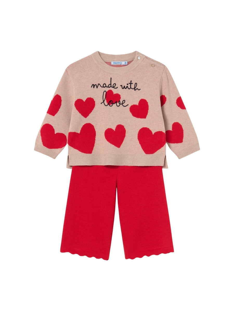 Conj. calça tricô Vermelho (Vermelho)  para Bebé Menina - Mayoral