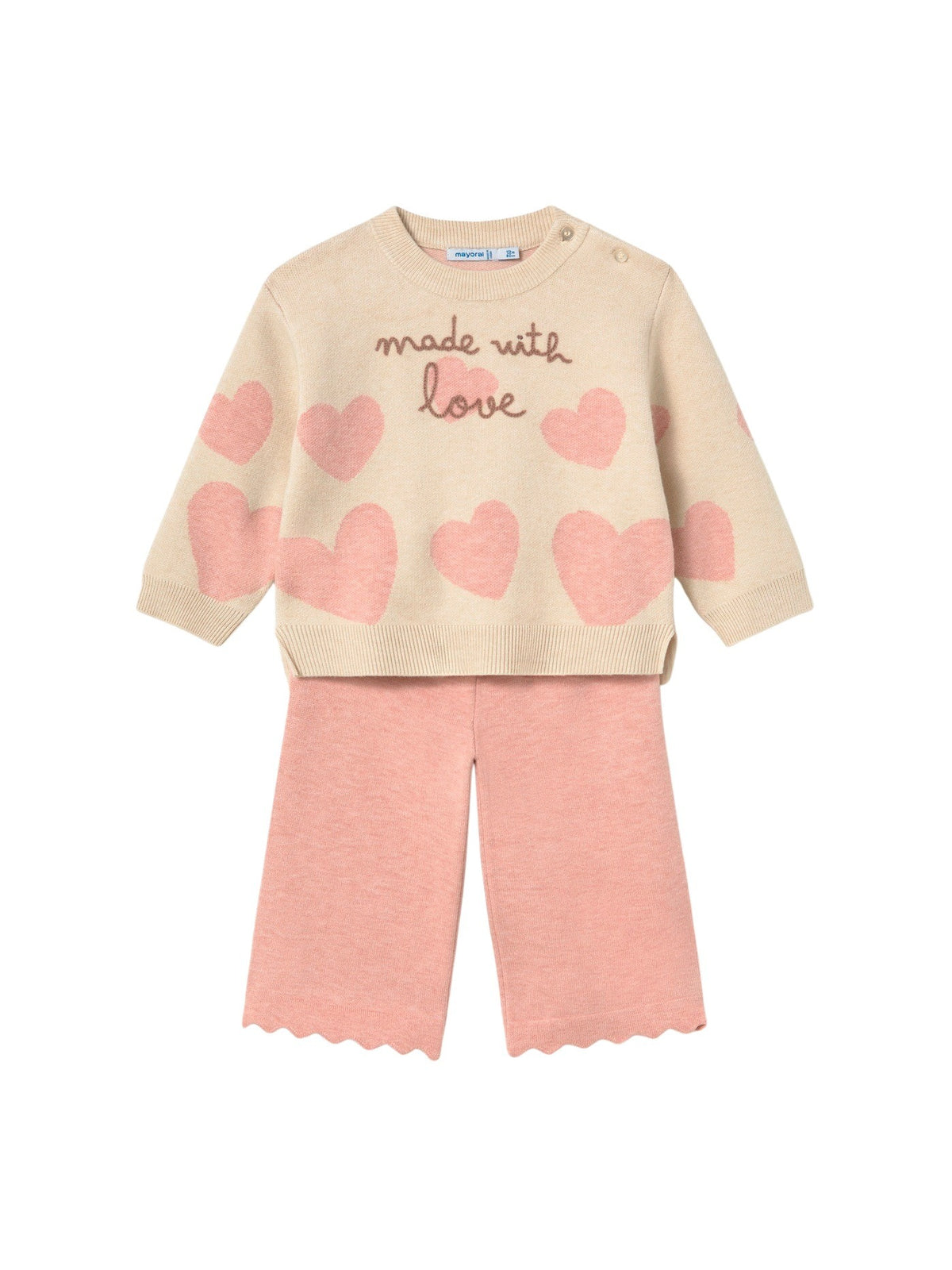 Conj. calça tricô Pastel mez (Salmão)  para Bebé Menina - Mayoral