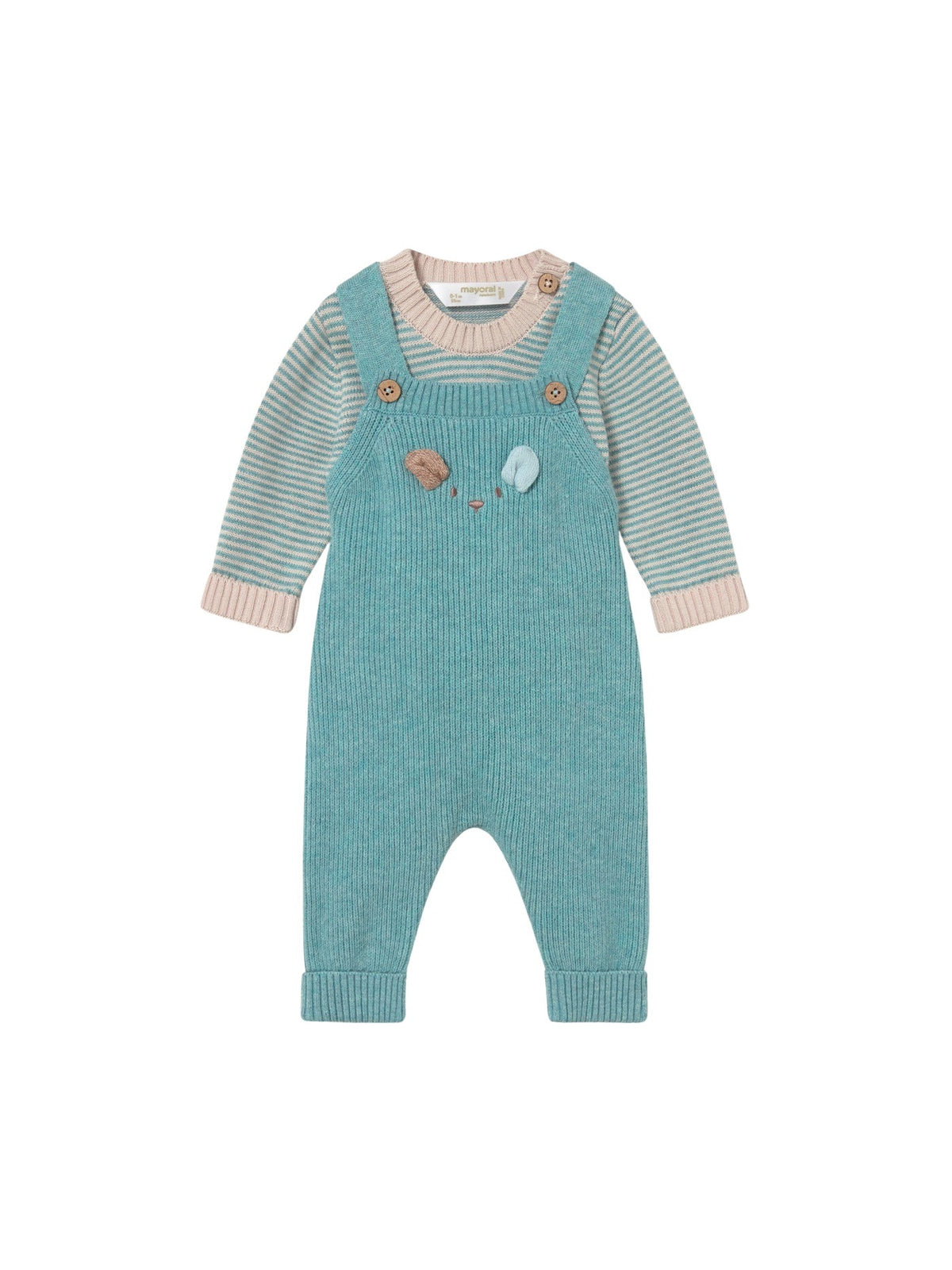 Conj. jardineira tricot Mineral vi (Turquesa)  para Bebé Menino - Mayoral
