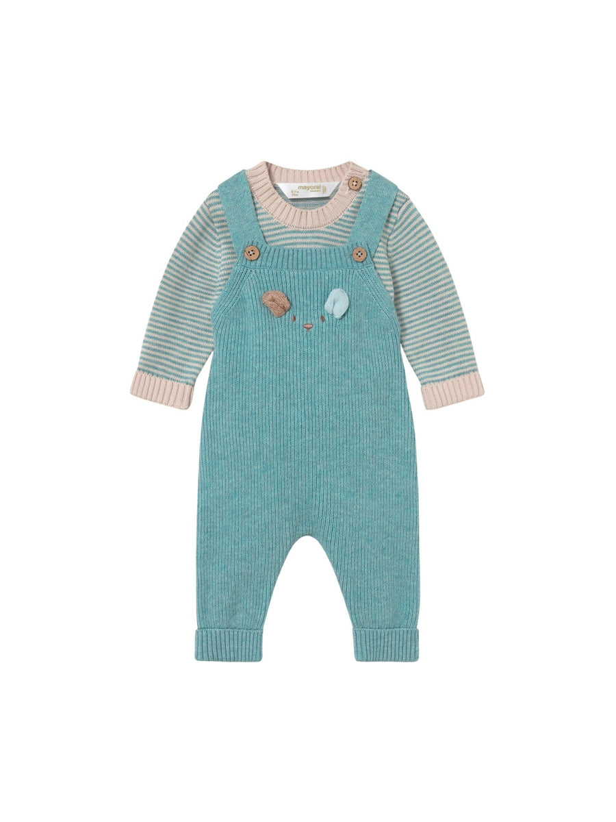 Conj. jardineira tricot Mineral vi (Turquesa)  para Bebé Menino - Mayoral
