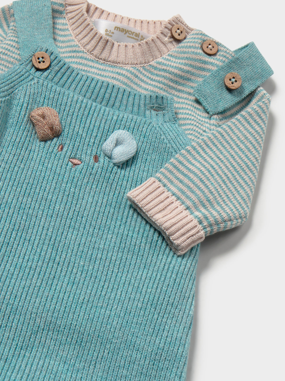 Conj. jardineira tricot Mineral vi (Turquesa)  para Bebé Menino - Mayoral