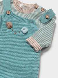 Conj. jardineira tricot Mineral vi (Turquesa)  para Bebé Menino - Mayoral