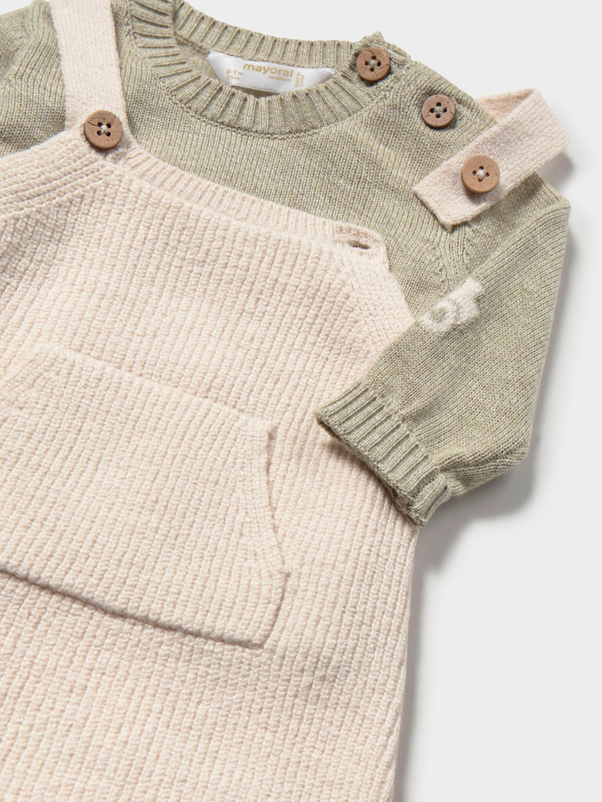 Conj. jardineira tricot Louro (Azeitona)  para Bebé Menino - Mayoral