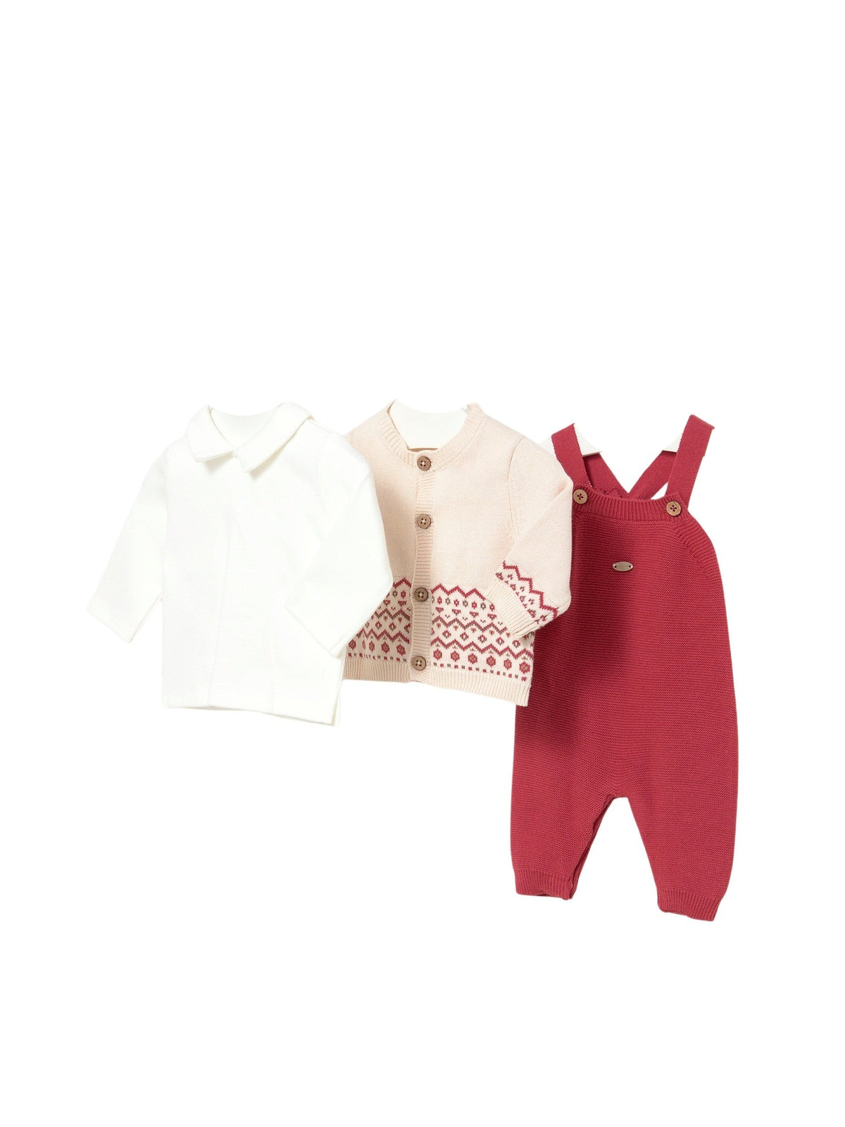 Conj. jardineira tricot Ameixa (Vermelho Escuro)  para Bebé Menino - Mayoral