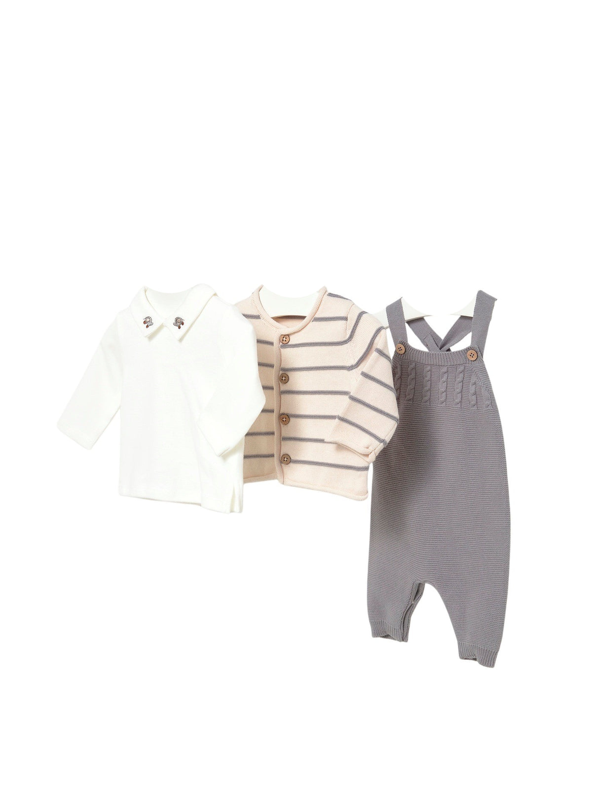 Conj. jardineira tricot Cinza (Cinza)  para Bebé Menino - Mayoral