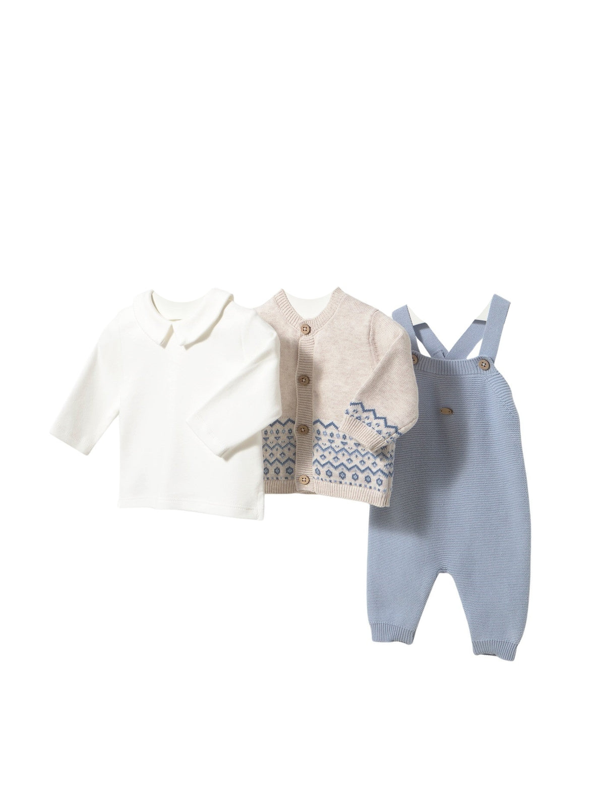 Conj. jardineira tricot Azul céu (Celeste)  para Bebé Menino - Mayoral