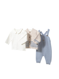 Conj. jardineira tricot Azul céu (Celeste)  para Bebé Menino - Mayoral