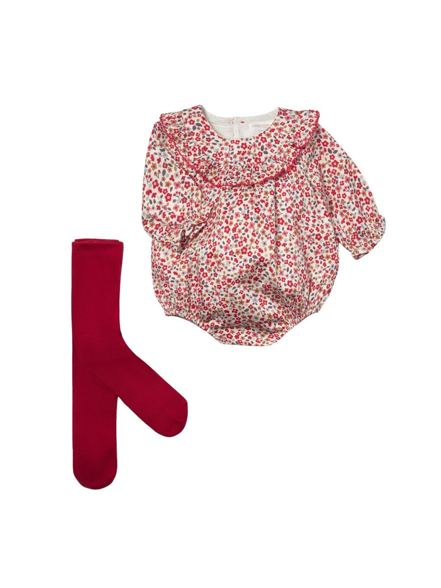 Conj. fato bebé e meia calça Red (Vermelho)  para Bebé Menina - Mayoral