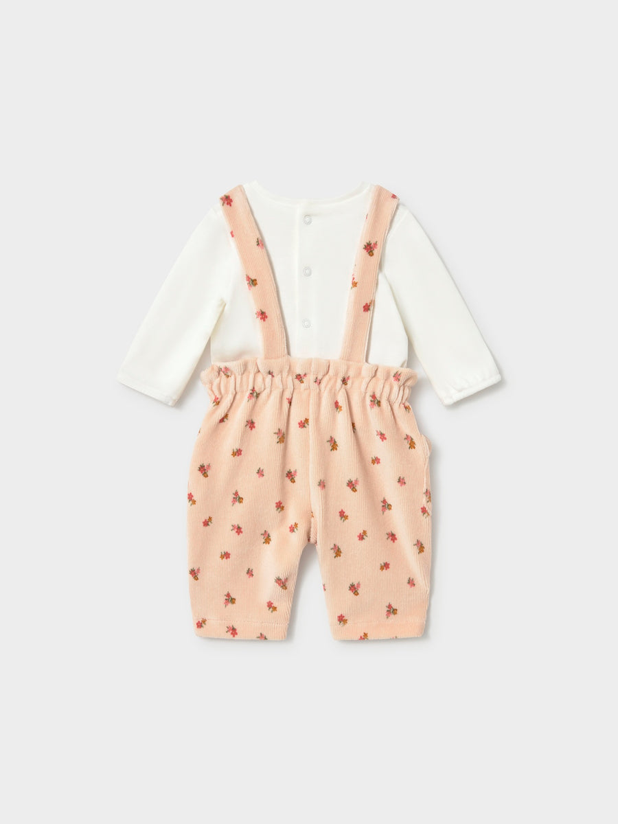 Conj. jardineira e camiseta Aveia (Bege)  para Bebé Menina - Mayoral