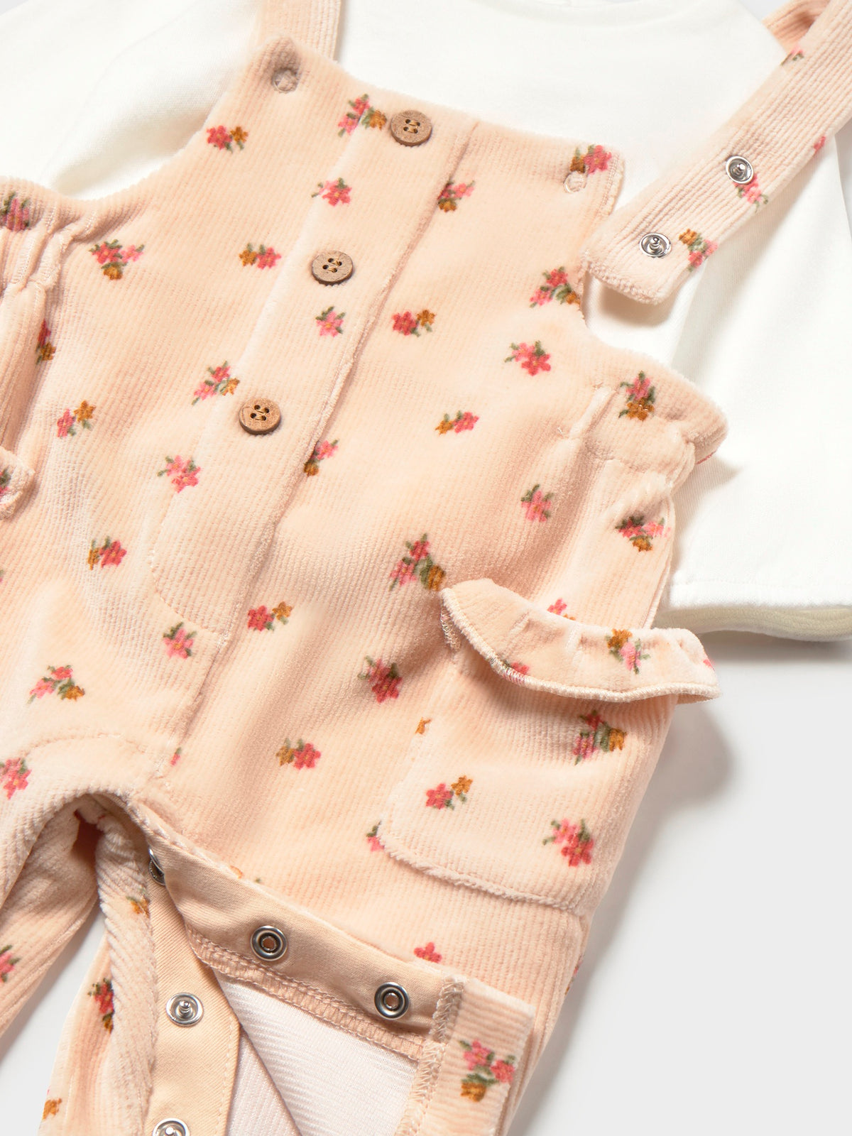 Conj. jardineira e camiseta Aveia (Bege)  para Bebé Menina - Mayoral