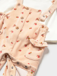Conj. jardineira e camiseta Aveia (Bege)  para Bebé Menina - Mayoral
