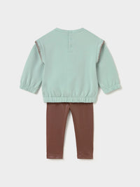 Conj. leggings sweat Castanha (Castanho)  para Bebé Menina - Mayoral