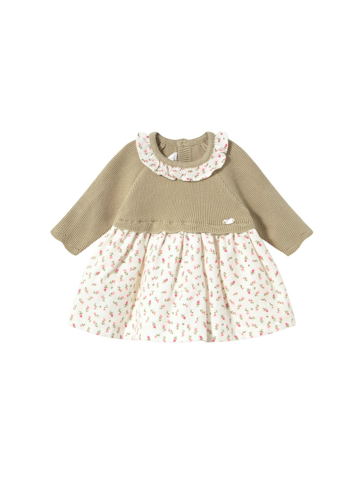 Vestido malha combinado Loureiro (Azeitona)  para Bebé Menina - Mayoral
