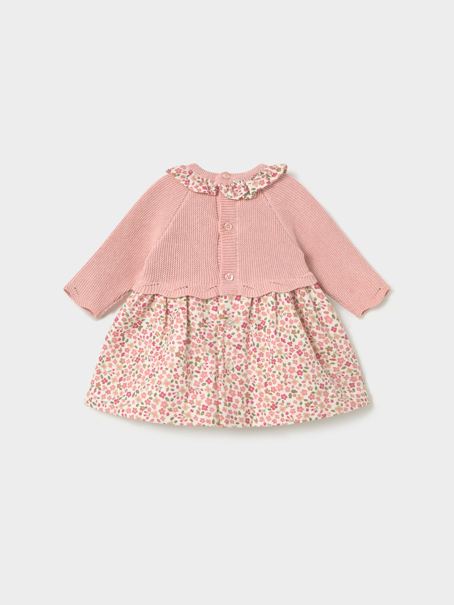 Vestido malha combinado Rosa b vig (Rosa Bébé)  para Bebé Menina - Mayoral