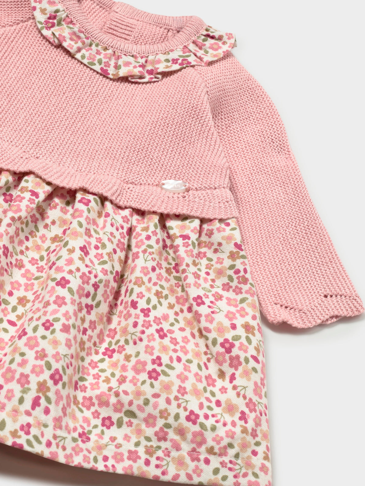 Vestido malha combinado Rosa b vig (Rosa Bébé)  para Bebé Menina - Mayoral