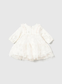 Vestido tule estampado Crú (Creme / Pérola)  para Bebé Menina - Mayoral