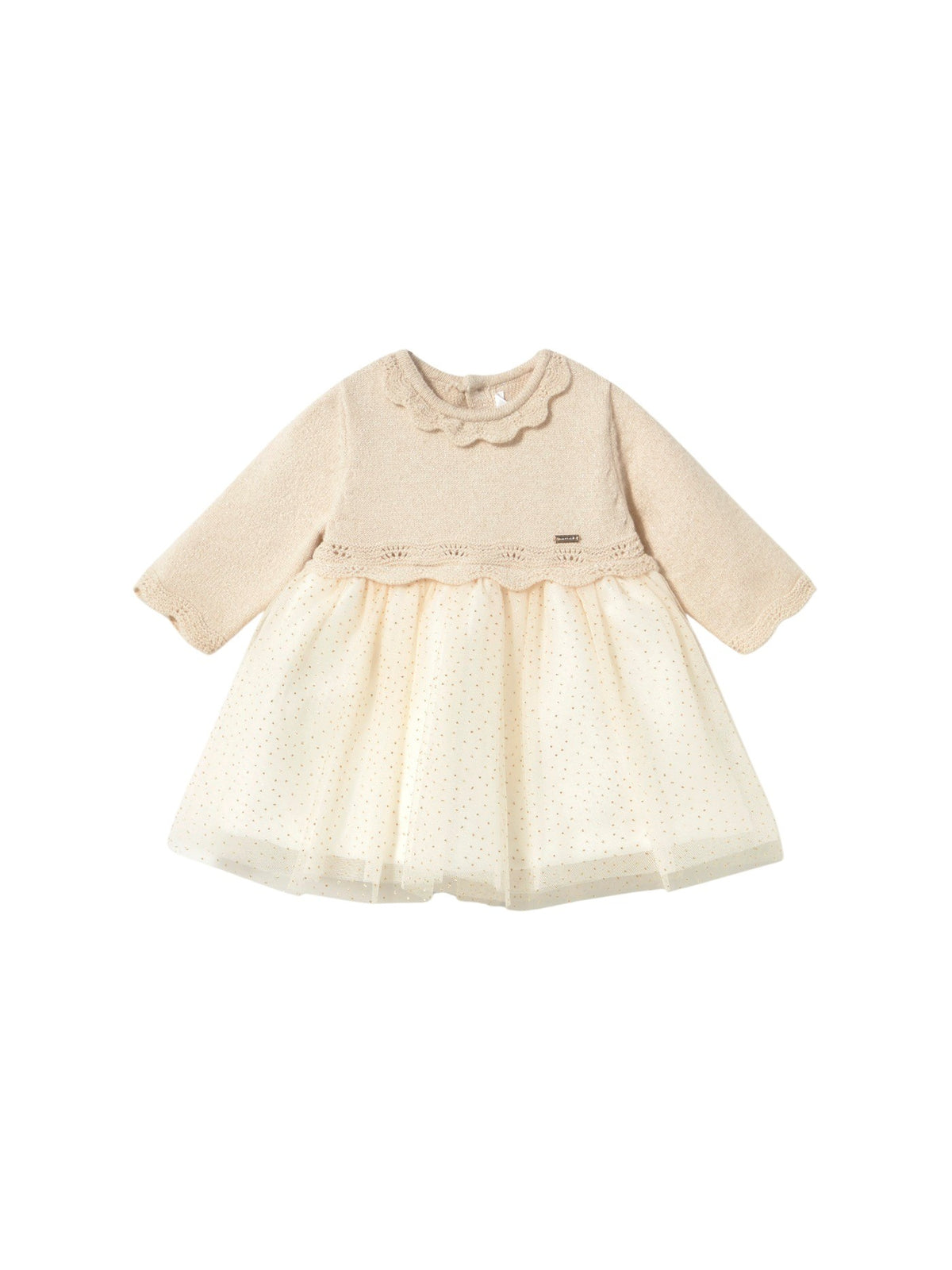 Vestido tricô e tule Champanhe (Dourado)  para Bebé Menina - Mayoral