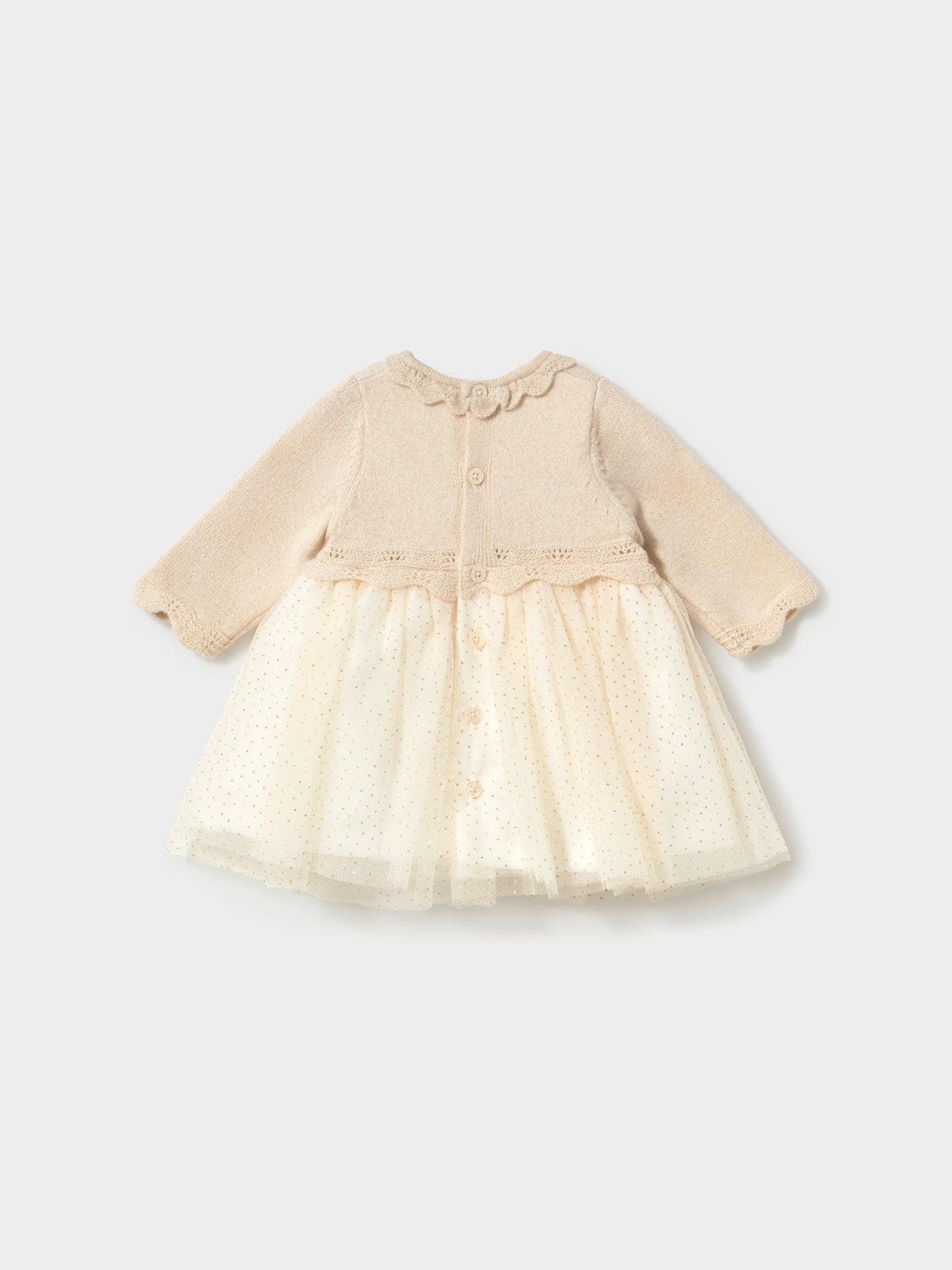 Vestido tricô e tule Champanhe (Dourado)  para Bebé Menina - Mayoral