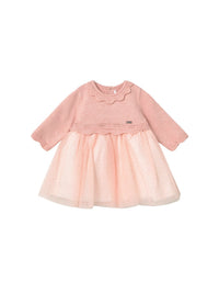 Vestido tricô e tule Rosa baby (Rosa Bébé)  para Bebé Menina - Mayoral