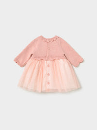 Vestido tricô e tule Rosa baby (Rosa Bébé)  para Bebé Menina - Mayoral