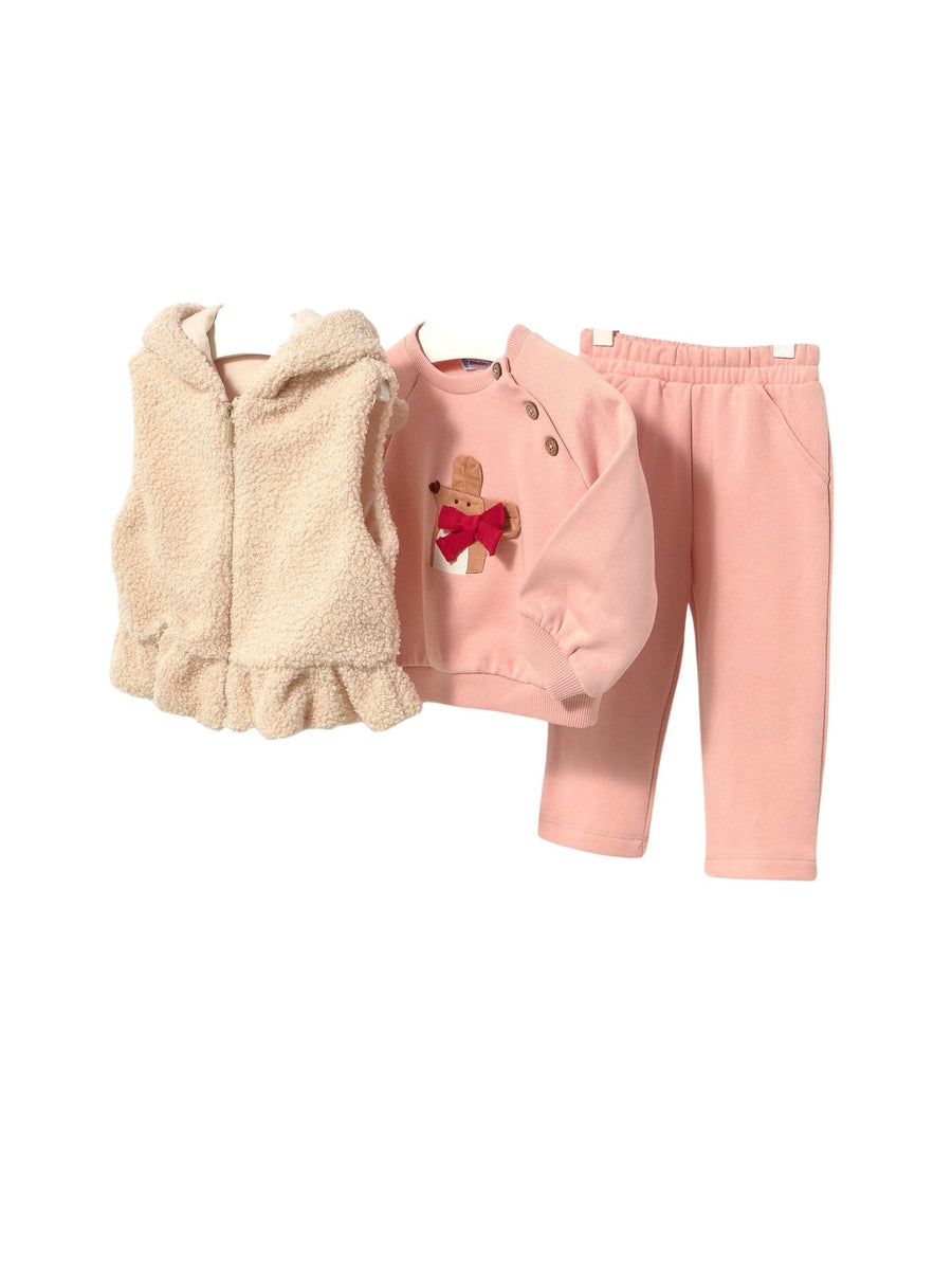 Fato treino com colete Petisui (Rosa Bébé)  para Bebé Menina - Mayoral