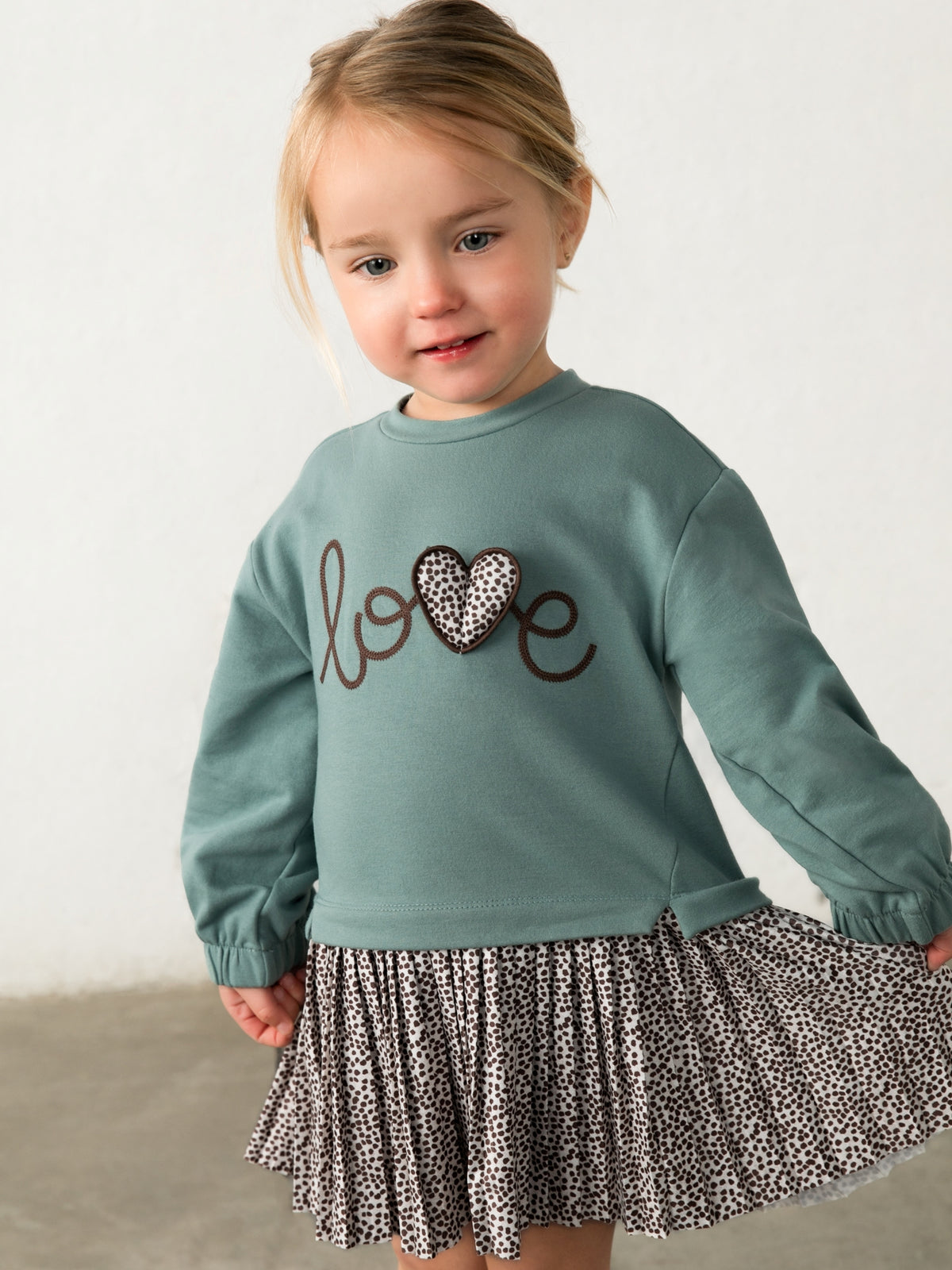 Vestido combinado felpa Lagoon (Verde Esmeralda)  para Bebé Menina - Mayoral