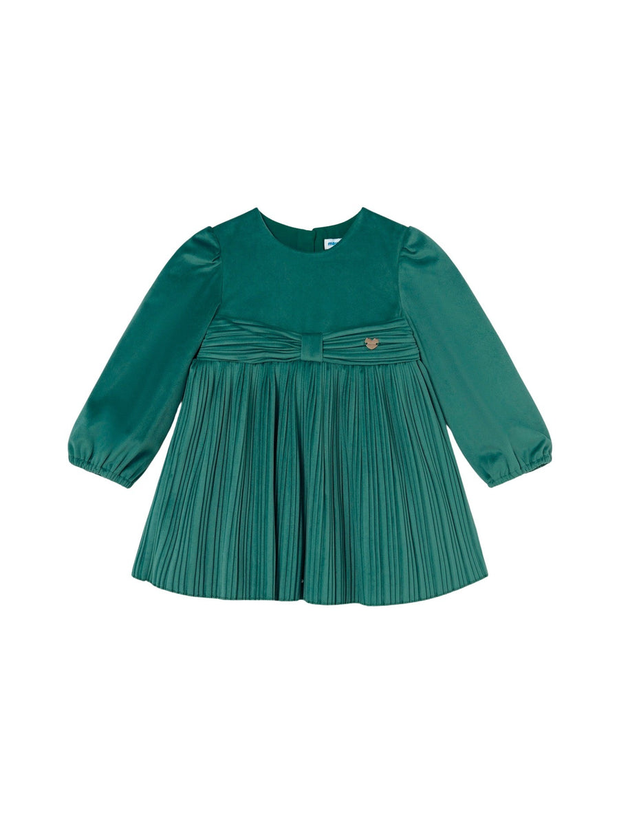 Vestido veludo plissado Nenufar (Verde Escuro)  para Bebé Menina - Mayoral