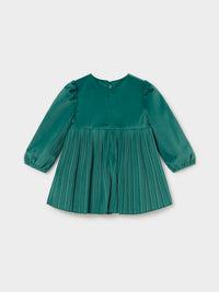Vestido veludo plissado Nenufar (Verde Escuro)  para Bebé Menina - Mayoral