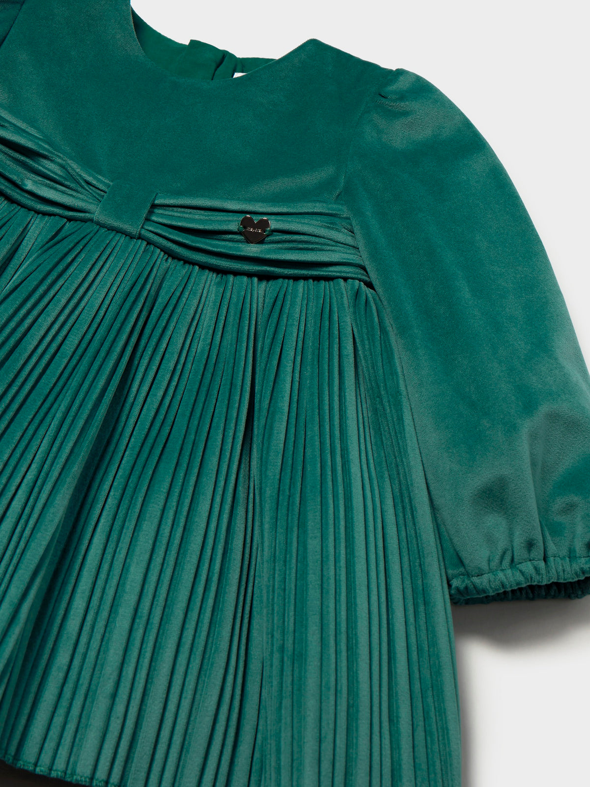 Vestido veludo plissado Nenufar (Verde Escuro)  para Bebé Menina - Mayoral