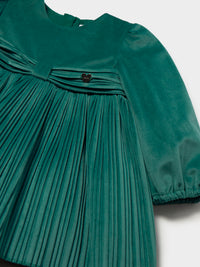Vestido veludo plissado Nenufar (Verde Escuro)  para Bebé Menina - Mayoral