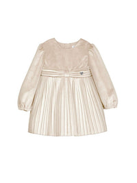 Vestido veludo plissado Tofu (Bege)  para Bebé Menina - Mayoral