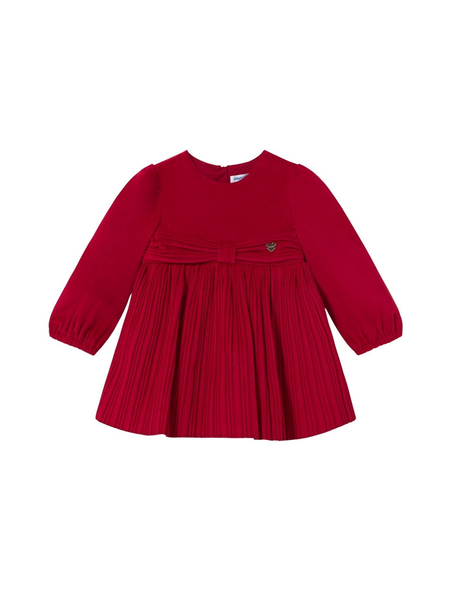 Vestido veludo plissado Vermelho (Vermelho)  para Bebé Menina - Mayoral