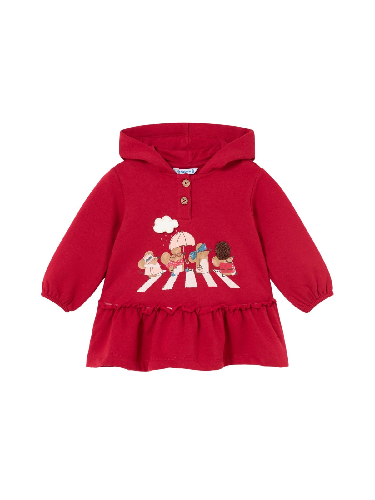 Vestido com capuz Rooibos (Vermelho)  para Bebé Menina - Mayoral