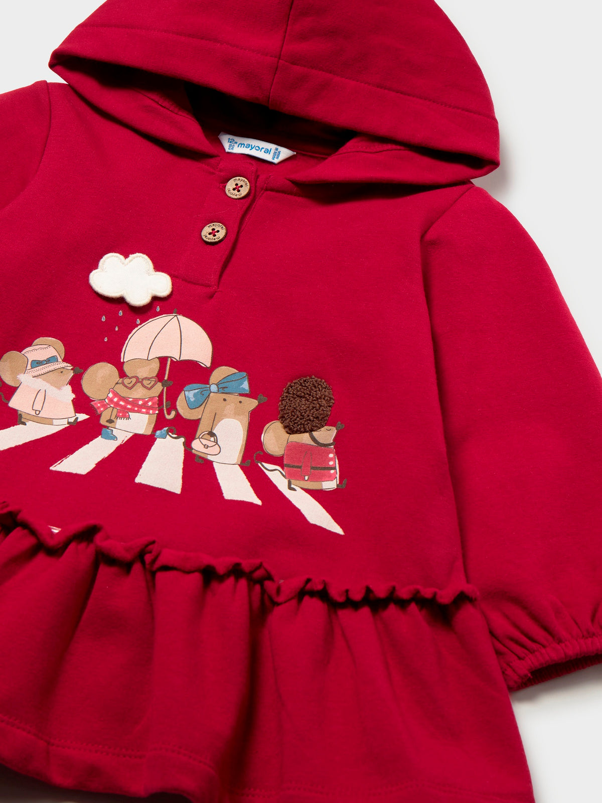 Vestido com capuz Rooibos (Vermelho)  para Bebé Menina - Mayoral